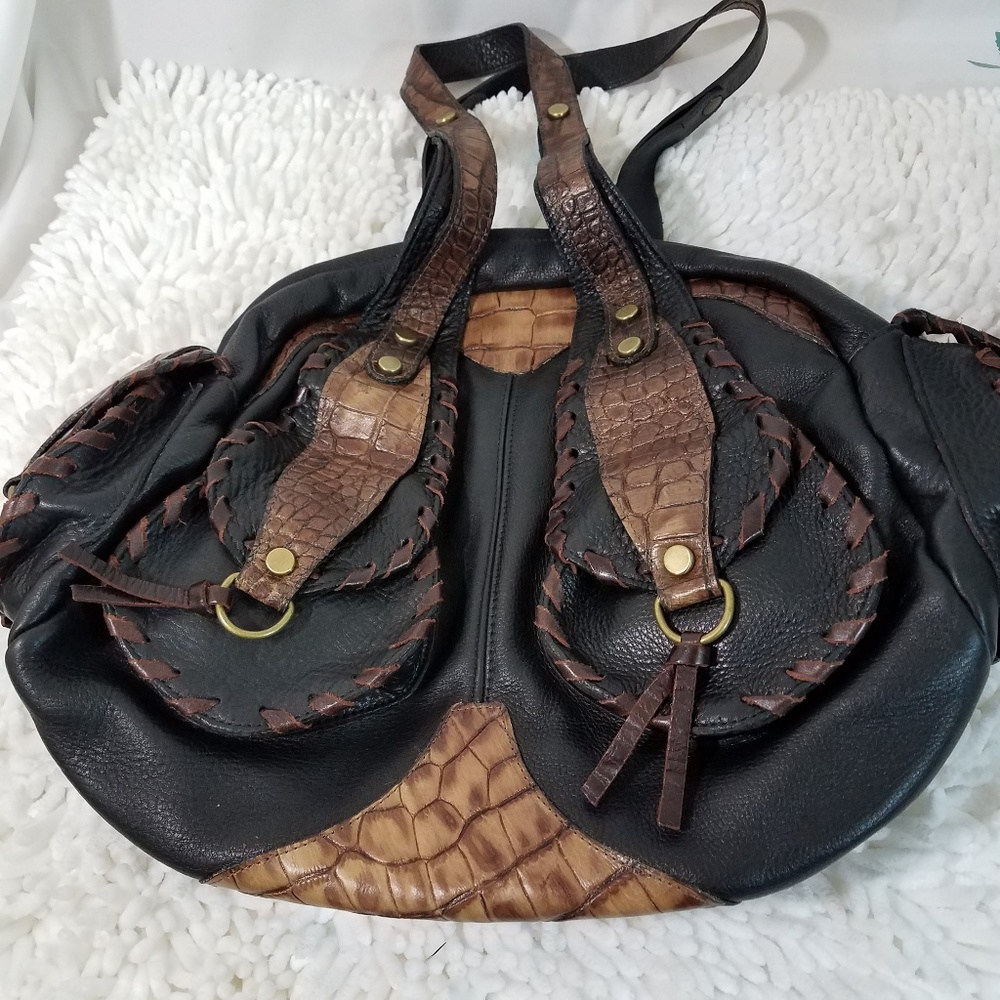 Pietro Alessandro Black and Brown Shoulder Bag